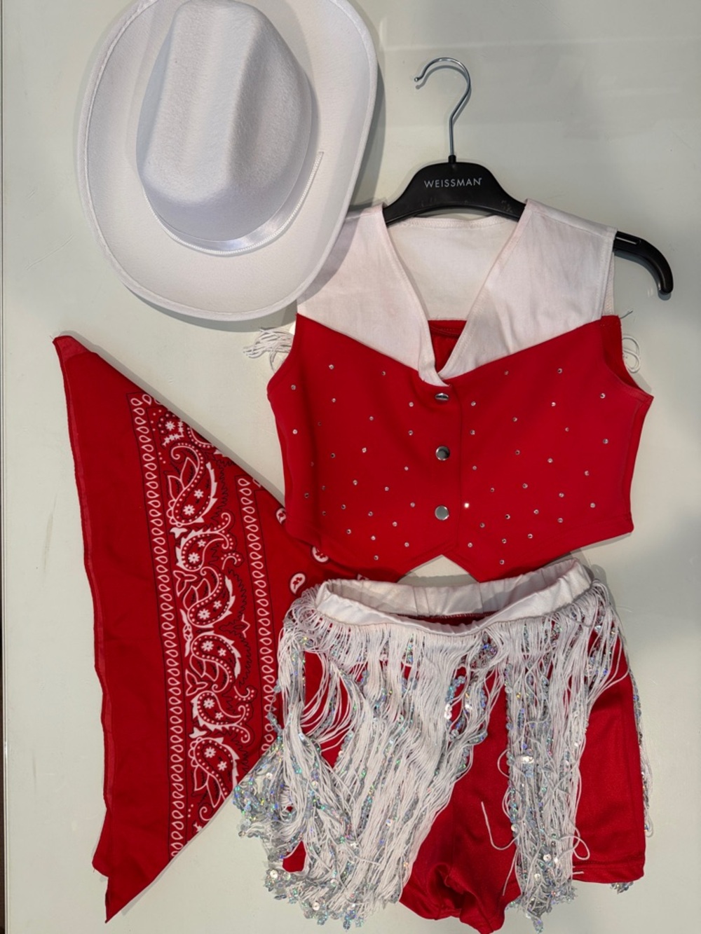 Red & White Western Cowgirl Crop Top Set